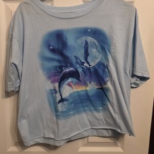 Blue Dolphin Graphic Crop Top